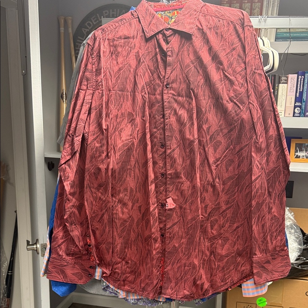 Robert Graham Red Leaf Pattern Shirt